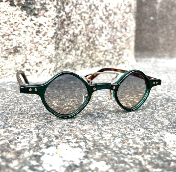 80s Round Green Steampunk Sunglasses Spirral Desi… - image 5