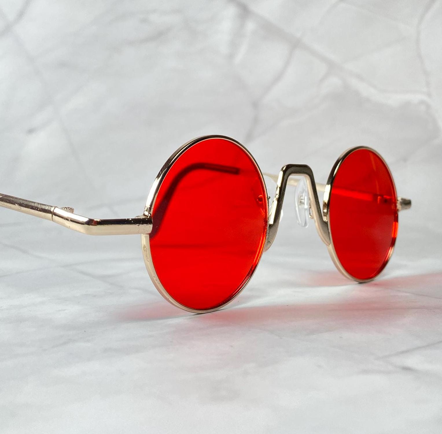 Ombre lens sheer festival red black faux leather steampunk punk sunglasses Stylish Black small retro square rectangular | Mercari main image 2