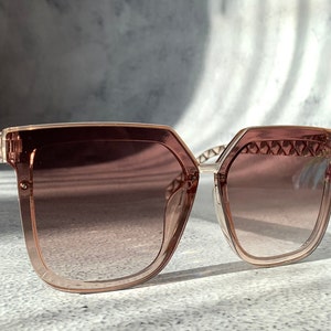 Square Oversized Brown Sunglasses Women&#39;s 70s Gradient Lense Beige Frame Retro Festival Hippie Large Bohemian Sunglass Birthday Mothers Gift