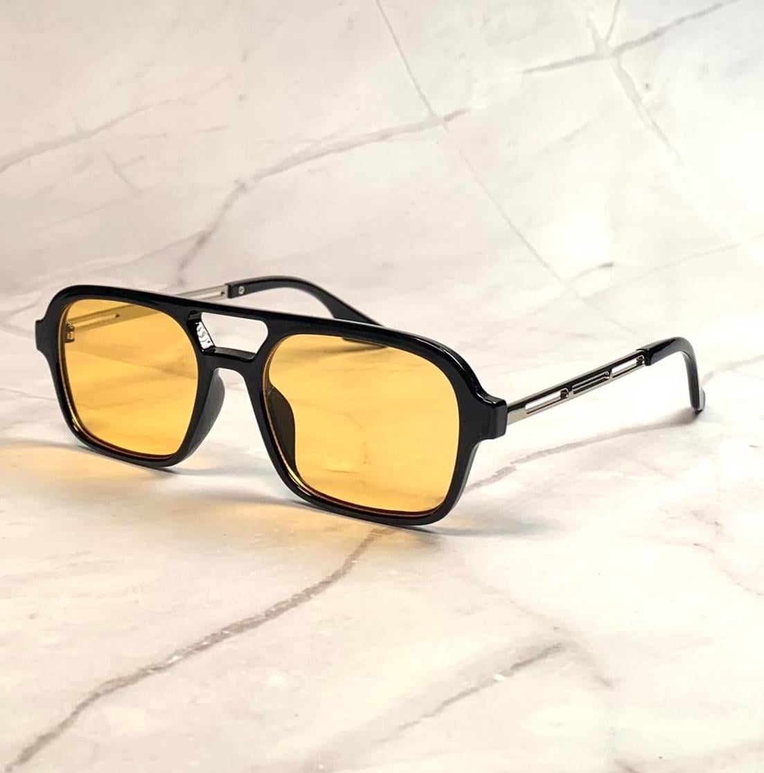 70s Retro Yellow Sunglasses Tinted Shades Aviators Minimalist Festival Glasses Classic 70s Aviator Driving Sunglasses Yellow Night Vision  main image 4