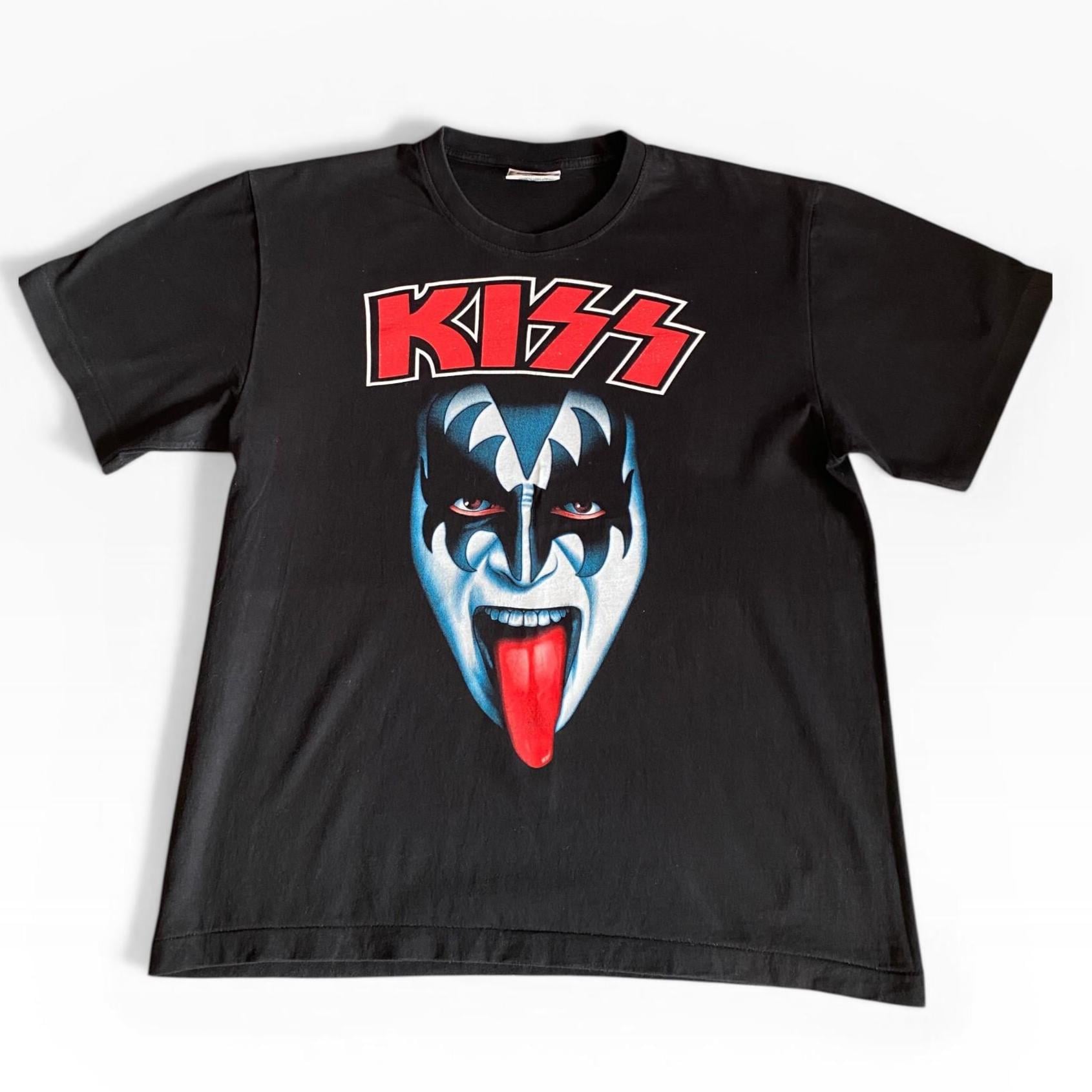 Vintage Kiss Band T Shirt Gene Simmons Face Graphic Black Rock Tee