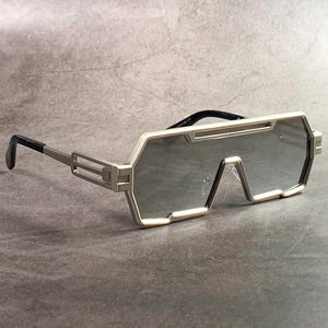 Mirrored Octagonal Aviator Shades Silver Metal Frame  display picture 1