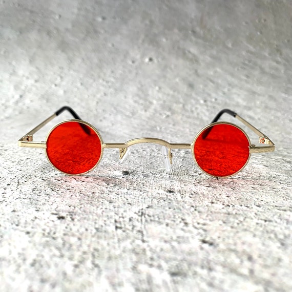 Small Red Steampunk Sunglasses 90s Vampire Dracul… - image 1