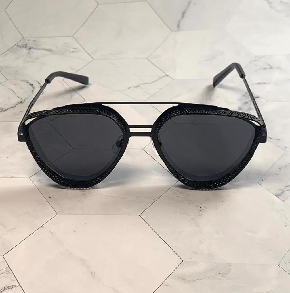 Steampunk Sunglasses Triangle Frame 1910s Black Lense Black Metal