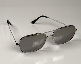 Okulary przeciwsłoneczne Aviator w stylu vintage z lat 90., brązowo-srebrne, lustrzane, chromowane, metalowe, unisex, w stylu retro, designerskie, okulary Rave Rocker