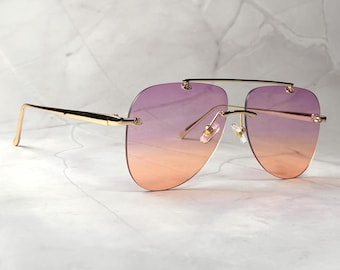Unique Y2K Design Purple Orange Ombre Lense Oversized 