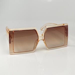Oversized Square Brown Large Sunglasses Women&#39;s 70s Beige Frame Festival Glasses Hippie Bohemian Sunglass Birthday Moms Day Gift For Her