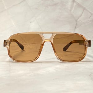 Brown Square Aviator Sunglasses 70s Men Women Sunglasses  display picture 3
