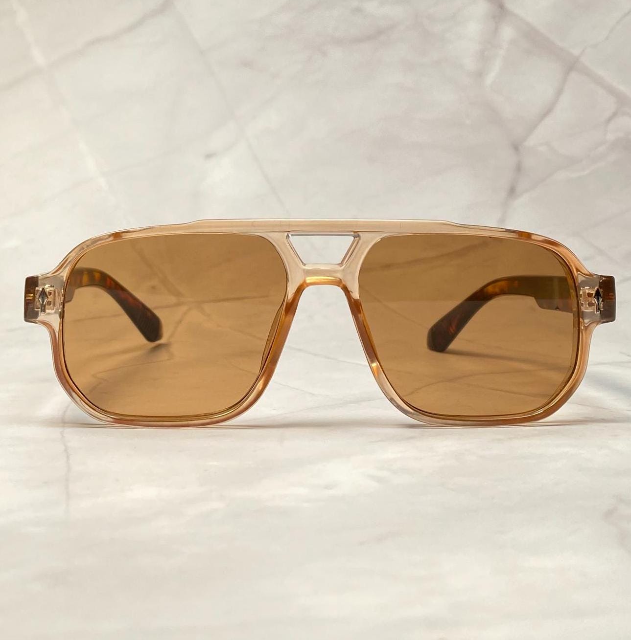 Polarized Aviator Sunglasses Classic 70s Vintage Square Brown Amazon.com: ShadyVEU Retro Large Brown Amber Lens Vintage  main image 3