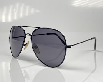 Classic Design Vintage Aviators 70s Pilot Shades Black Lense Black Metal Frame Men Women Aviator Sunglasses Special Birthday Gift Idea
