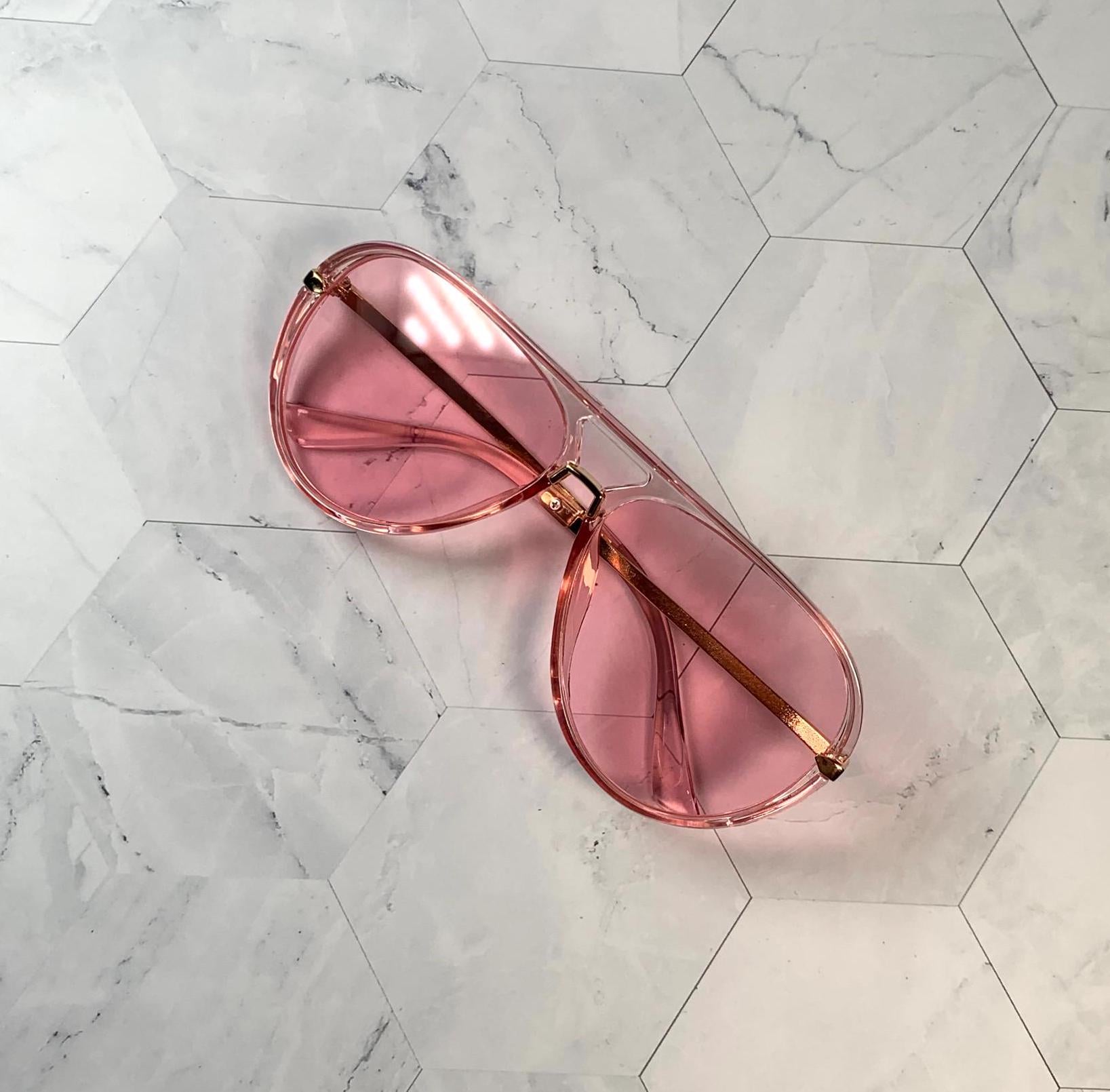 Pink & Brown Retro Oversized Aviator Sunglasses with Gradient Oval-Shapes Lenses Rose Gold Grandpa Thin Aviator Gradient Sunglasses with  main image 3