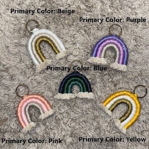 Macrame Rainbow Keychain, Keyring, Rainbow Bag Accessory