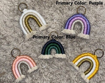 Macrame Rainbow Keychain, Keyring, Rainbow Bag Accessory