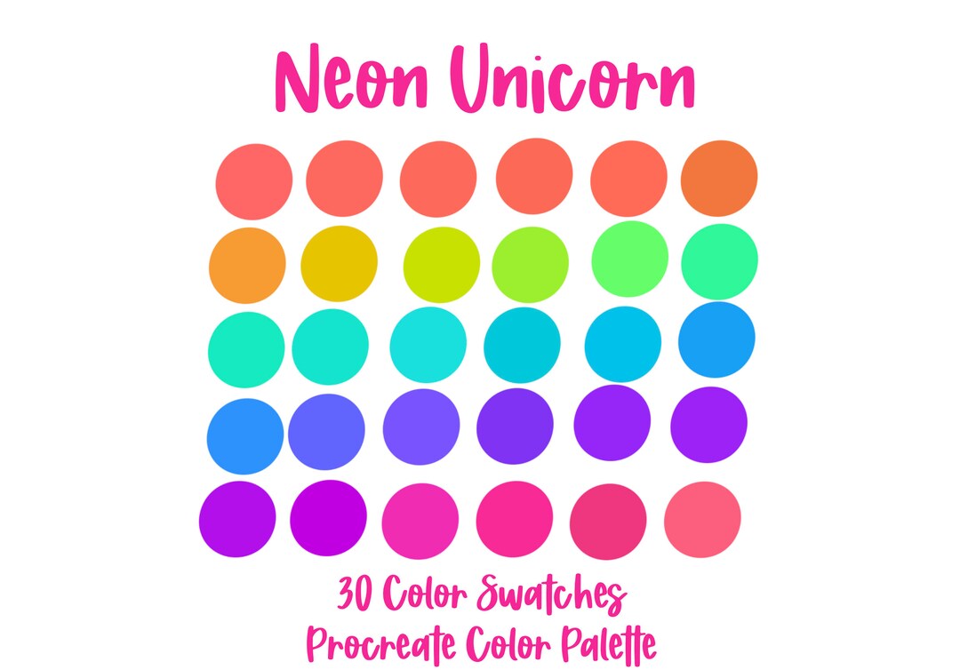 Neon Unicorn Procreate Color Palette Digital Color Palette Procreate,  Goodnotes & Canva 