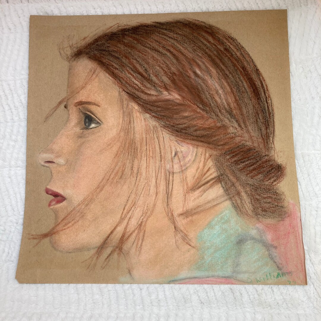 Vintage Portrait Pastel on Paper Original Artwork - Etsy