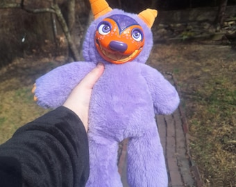 Nurfle The Purple and Orange Monster! cute kawaii handmade labubu ooak plush art doll clayfaceplush s