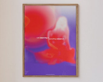 Aura Gradient Poster, Self Affirmation, Funky Y2k Wall Art (Digital Download)