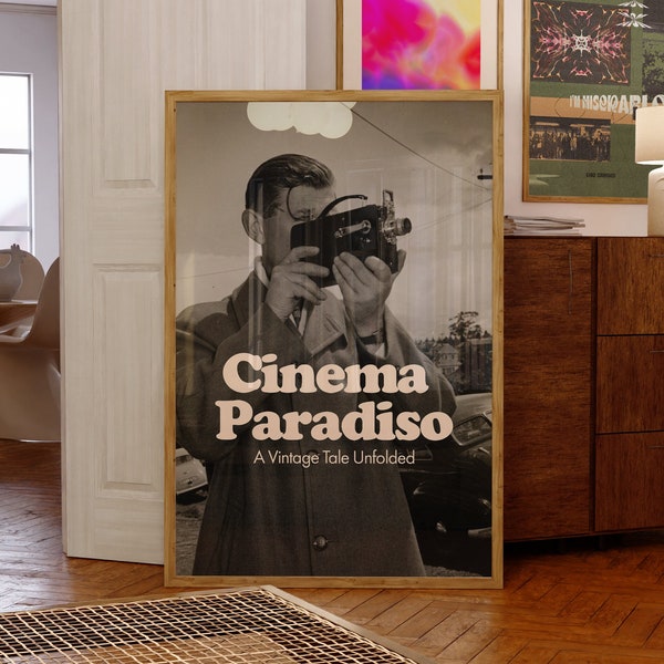 Cinema Paradiso Poster, 70s Wall Art, Aura Print, Vintage Wall Art, Hippie Print, 80s Vintage Poster, Aesthetic Room Decor, Retro Wall Art
