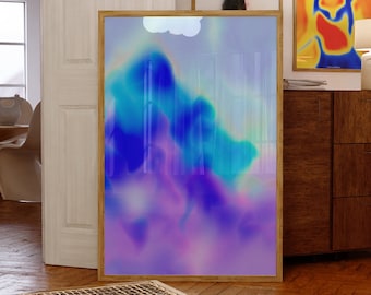 Retro Gradient Aura Print, Psychedelic Y2K Home Decor (Digital Download)
