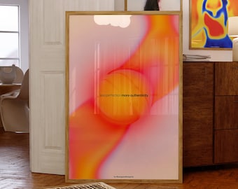 Less Perfection More Authenticity Poster, Affirmation Poster, 70s Poster, Trendy Wall Art, Vintage Poster, Psychedelic Room Decor