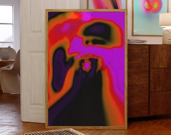 Psychedelic Aura Art Print: Retro 70s Gradient Poster
