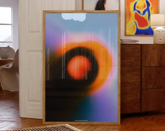 Abstract Aura Art Print: Retro Gradient Orb Poster