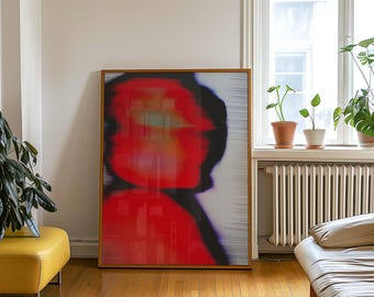 Retro 70s Psychedelic Gradient Art Print: Trippy Red Wall Decor