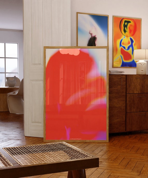 Red Aura Gradient Print: Spiritual Affirmation Wall Art (Digital Download)