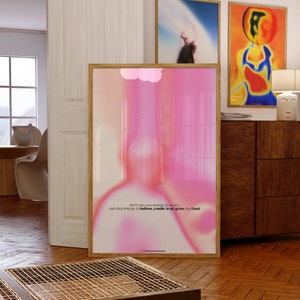 Póster "No uses tu energía para preocuparte", póster de aura, arte mural espiritual, impresión con degradado, números de ángeles, arte mural de afirmación, impresión de aura