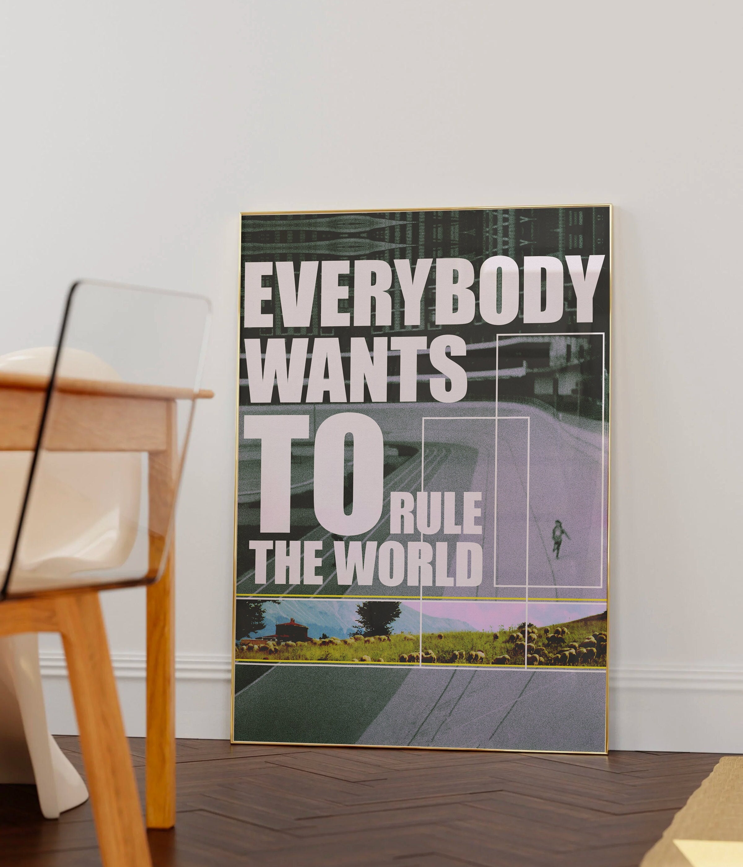  Everybody Wants to Rule The World Song Lyric Vintage Quote  Print : Office Products