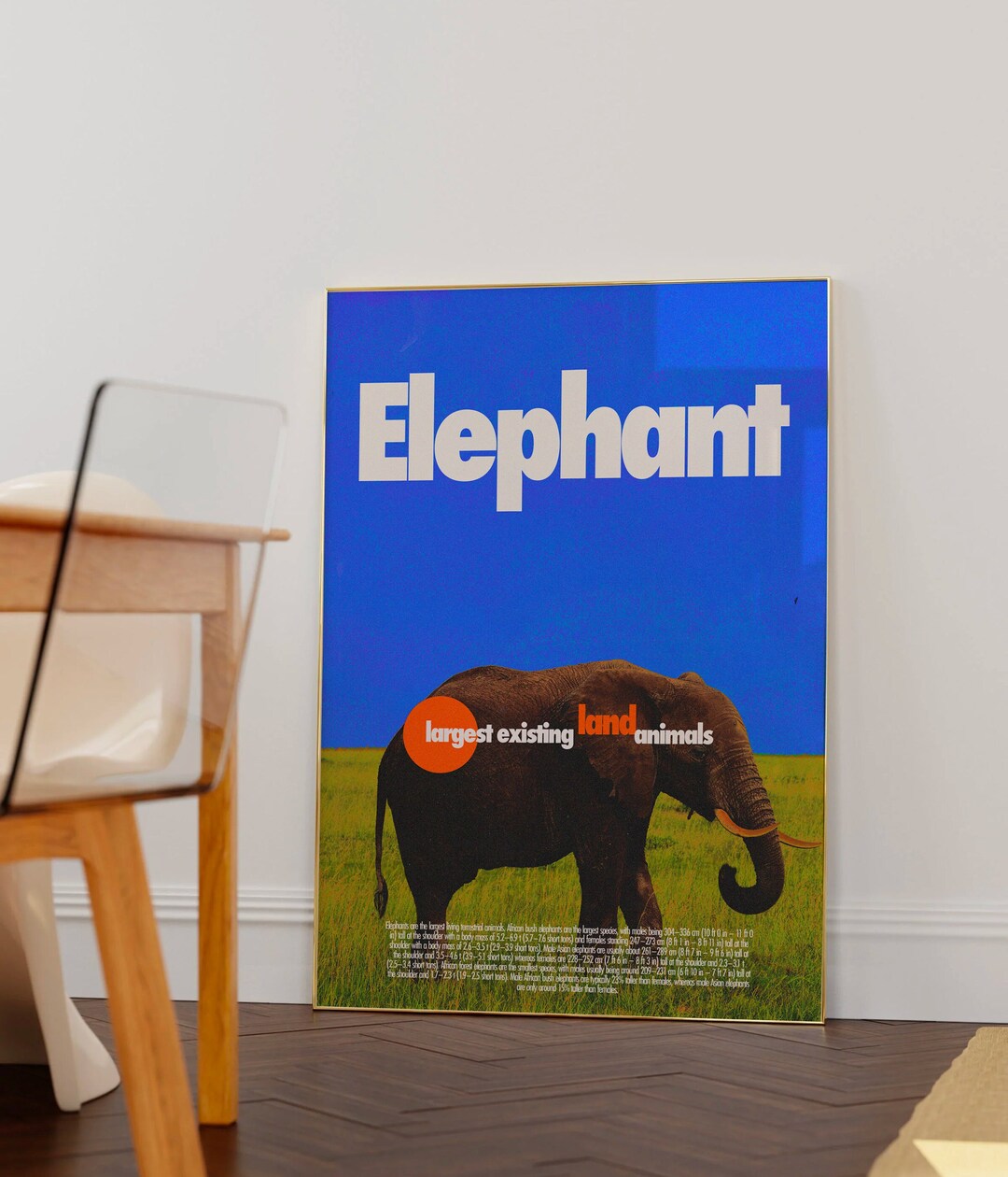 Vintage Elephant Poster, Elephant Prints, Elephant Wall Art, Elephant