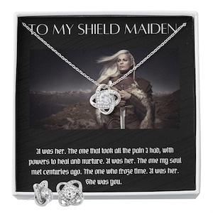 Collar de doncella escudo, regalo para ella, regalo vikingo para ella, regalo de cumpleaños, regalo de aniversario para ella