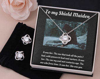 Collier jeune fille bouclier, boucles d'oreilles, viking, cadeau nordique, cadeau pour elle, cadeau pour femme