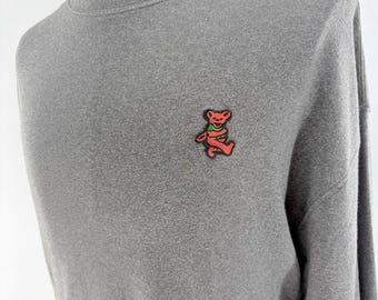 Suéter de manga larga con cuello alto simulado de algodón Pima ligero de Fairway & Greene, con estampado del oso bailarín de Grateful Dead (XXL)