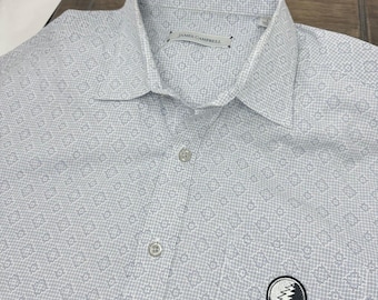 Grateful Dead Steal Your Face James Campbell Button Down Cotton Short Sleeve Shirt (L)