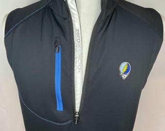 Grateful Dead stehlen Ihr Gesicht Zero-Restriktion Schwarz und Blau Golf Weste (S)