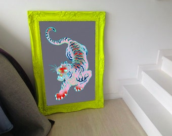 Neon Pink Tiger Grafik Poster | 61x90 cm