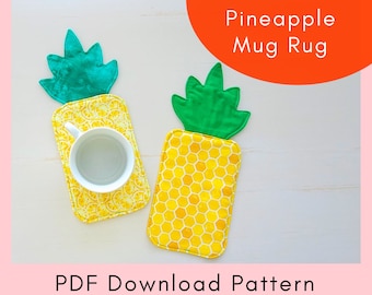 Pineapple Mug Rug Printable Sewing Pattern And Tutorial - PDF Download