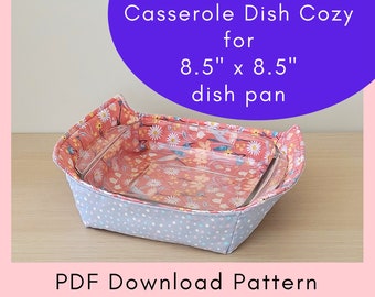 8.5 Inches Square Casserole Dish Pan Cozy Printable Sewing Pattern And Tutorial - PDF Download