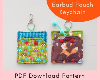 Earbud Pouch Keychain Printable Sewing Pattern And Tutorial - PDF Download