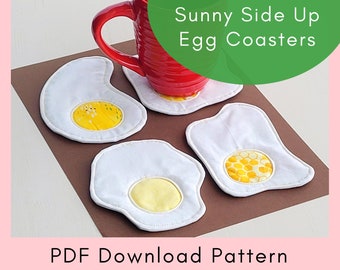 Sunny Side Up Egg Coaster Printable Sewing Pattern And Tutorial - PDF Download