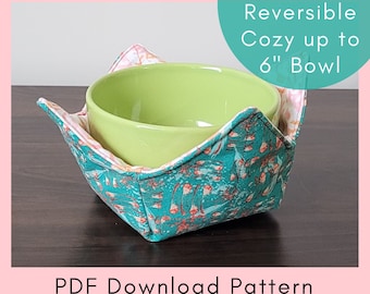 Reversible Soup Bowl Cozy For Up To 6" Bowl Pattern And Sewing Instruction - PDF Printable