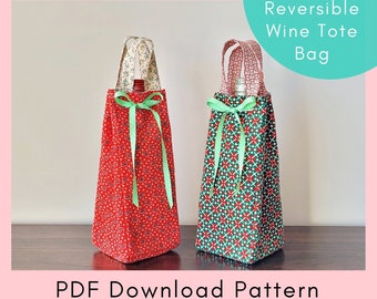 Reversible Wine Tote Bag Pattern And Sewing Instruction - PDF Printable