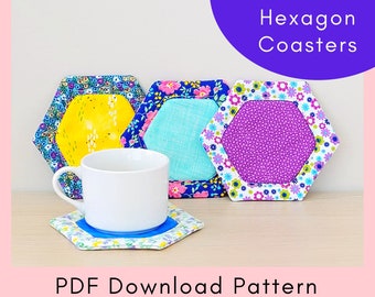 Hexagon Coaster Printable Sewing Pattern And Tutorial - PDF Download