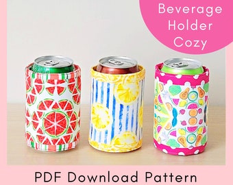 Beverage Holder Cozy Printable Sewing Pattern And Tutorial - PDF Download
