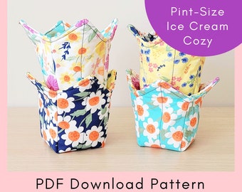 Reversible Pint-Size Ice Cream Cozy Printable Sewing Pattern And Tutorial - PDF Download