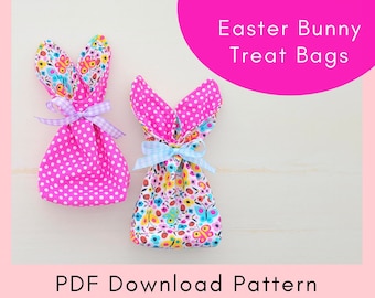 Reversible Easter Bunny Treat Bags Printable Sewing Pattern And Tutorial - PDF Download