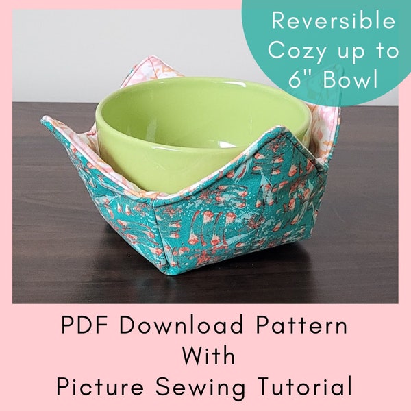 Reversible Soup Bowl Cozy For Up To 6" Bowl Pattern And Sewing Instruction - PDF Printable