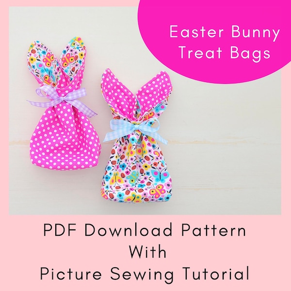 Reversible Easter Bunny Treat Bags Printable Sewing Pattern And Tutorial - PDF Download