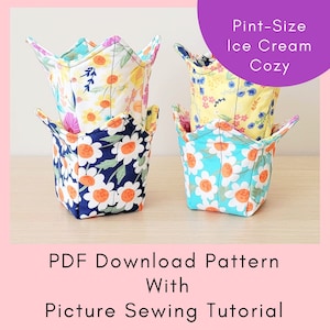 Reversible Pint-Size Ice Cream Cozy Printable Sewing Pattern And Tutorial - PDF Download